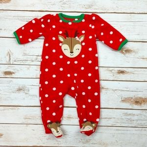 Carter's Christmas Holiday Reindeer Fleece Footies 3M